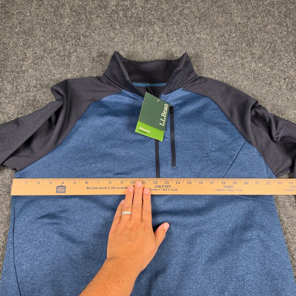 L.L.Bean Mountain Fleece Pullover Mens L Blue Navy 1/2 Zip Colorblock NWT - Picture 4 of 8